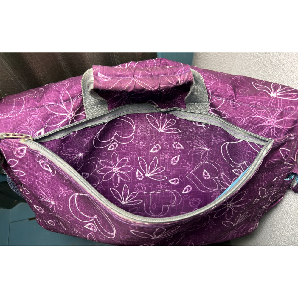 JWorld Thomas Purple Floral Heart Messenger Laptop Bag Crossbody School Commute - Picture 5 of 12